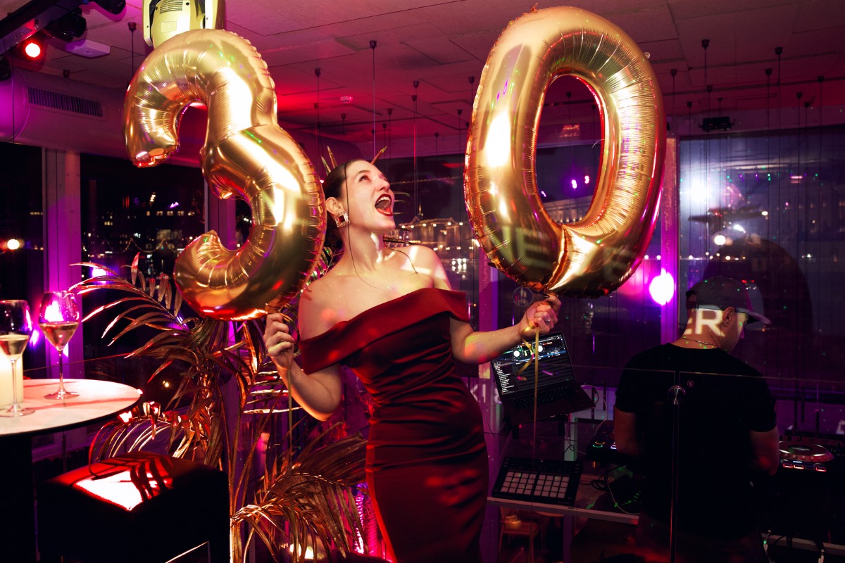 A guest celebrating at a birthday party