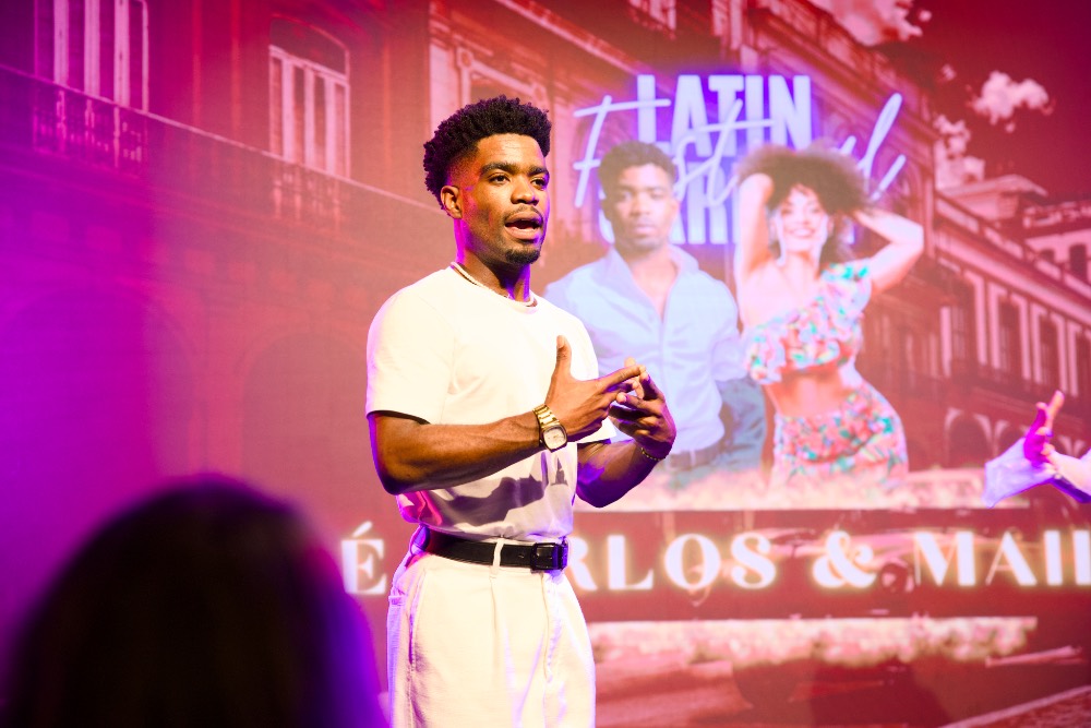 Host addressing the festival crowd