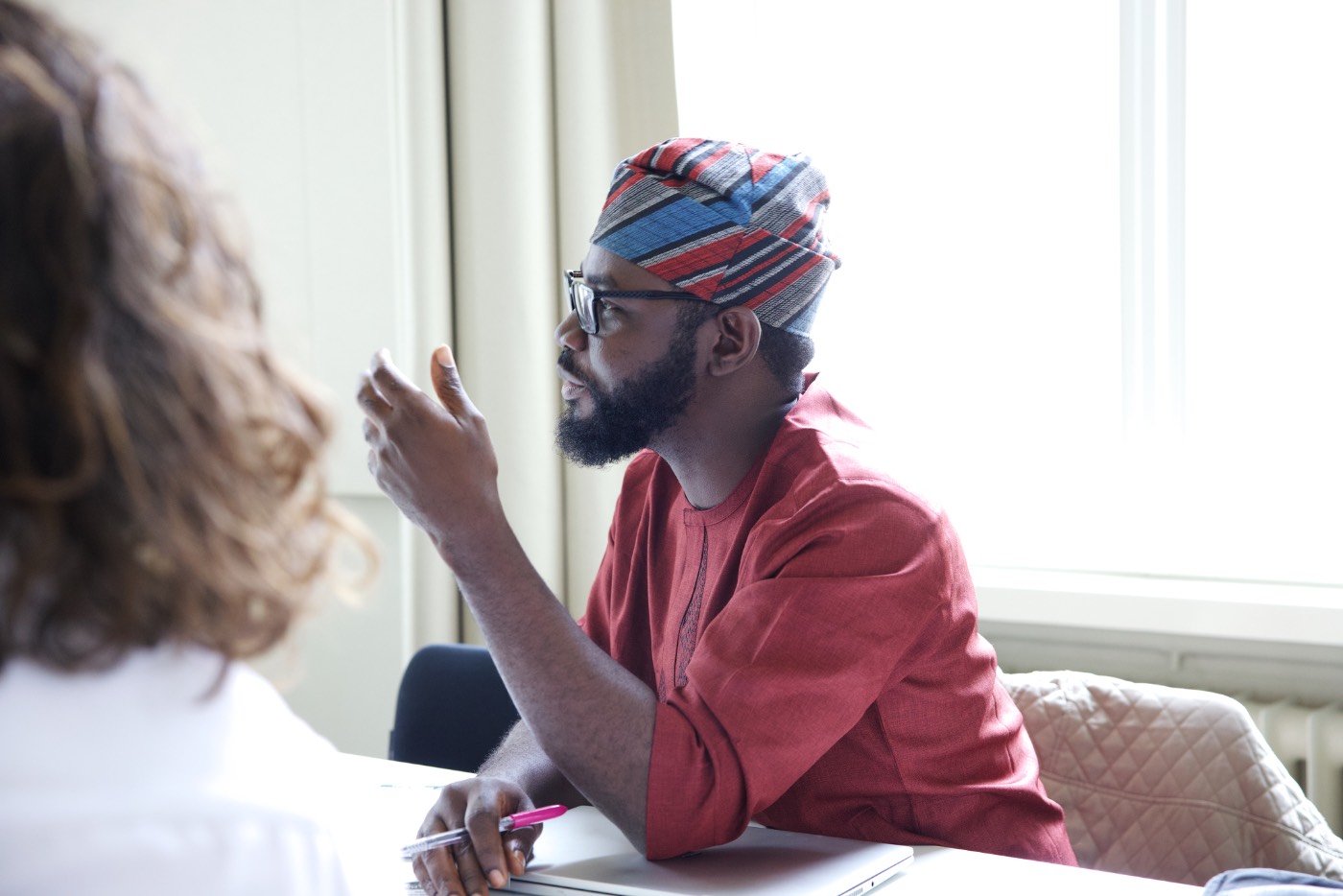 Panelist making a point