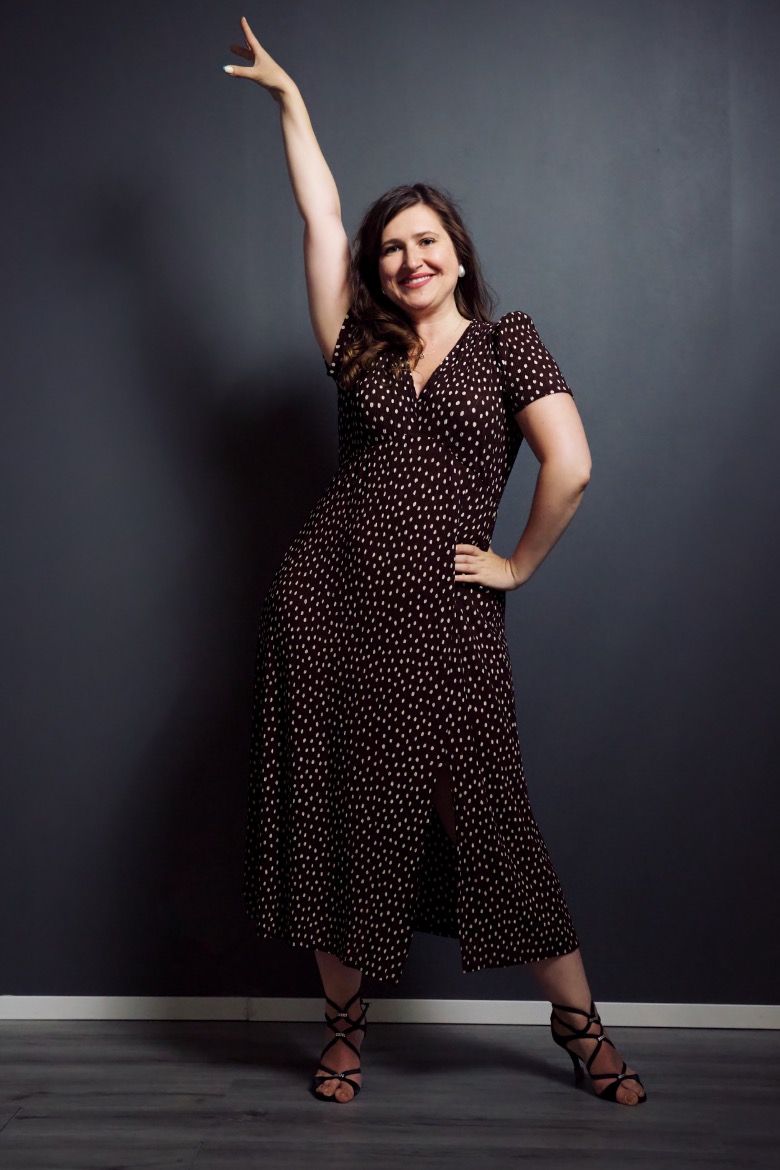 Dancer portrait, studio backdrop
