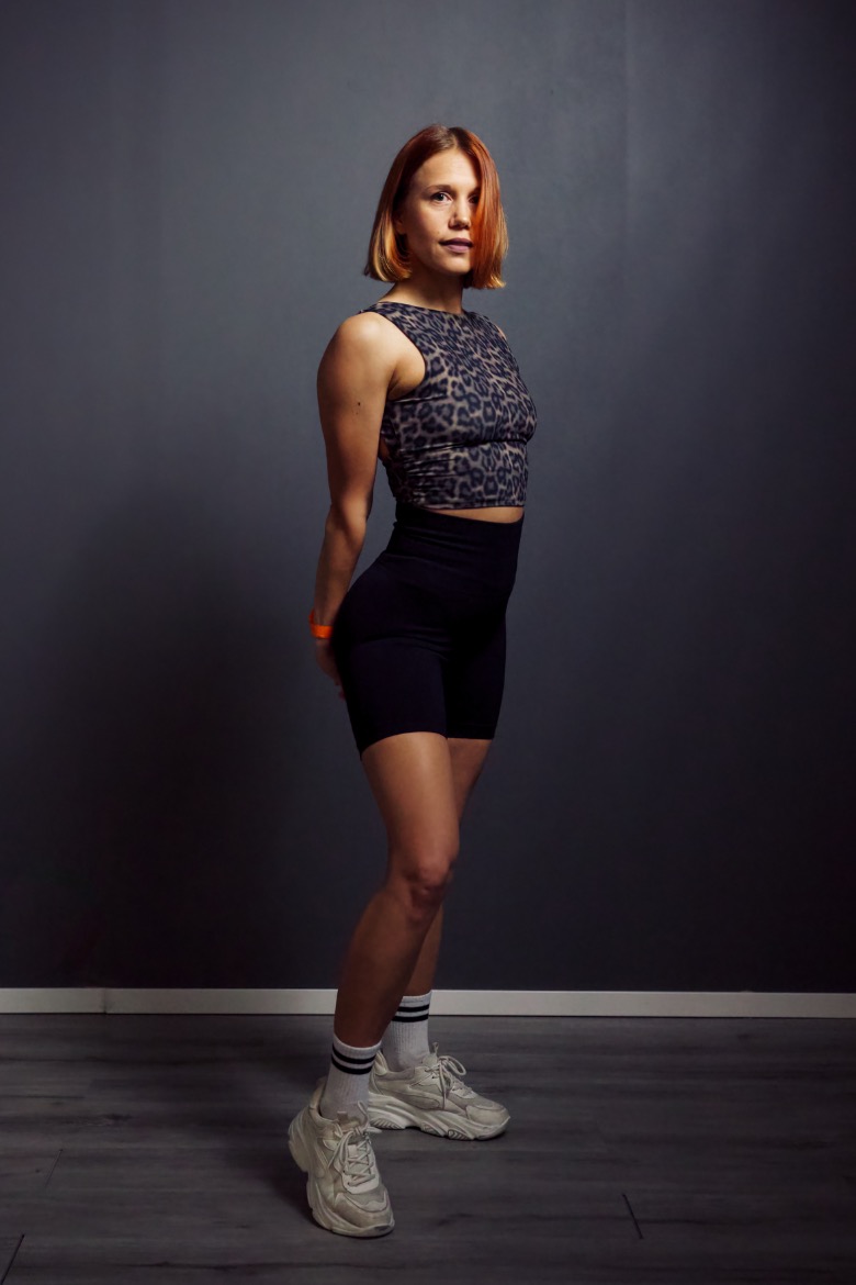 Dancer portrait, studio backdrop